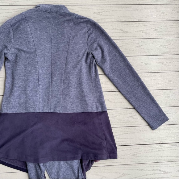 LOGO Lounge Navy/Plum Faux Suede Waterfall Collar Cardigan XXS - Picture 7 of 10